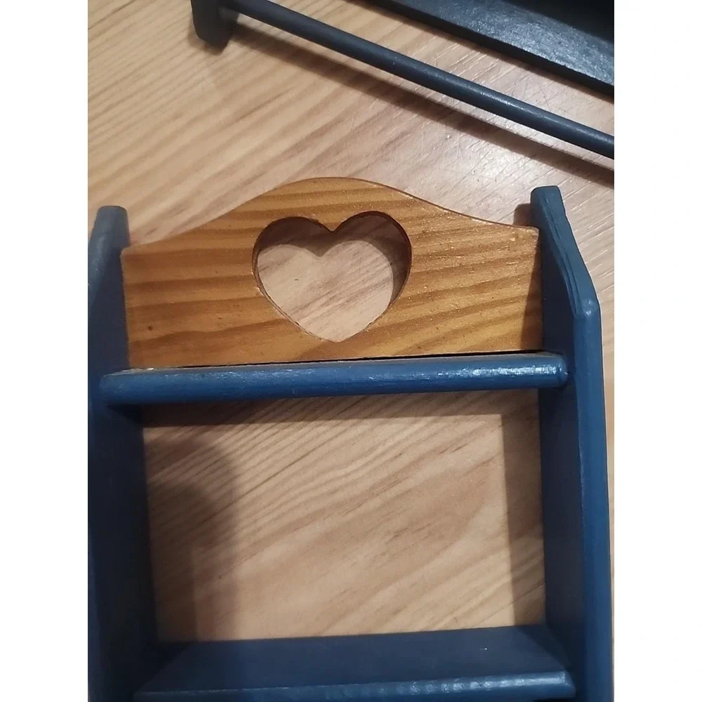 Vintage Hand Painted Wood Heart Small Shelves Country Cottage Core Miniatures